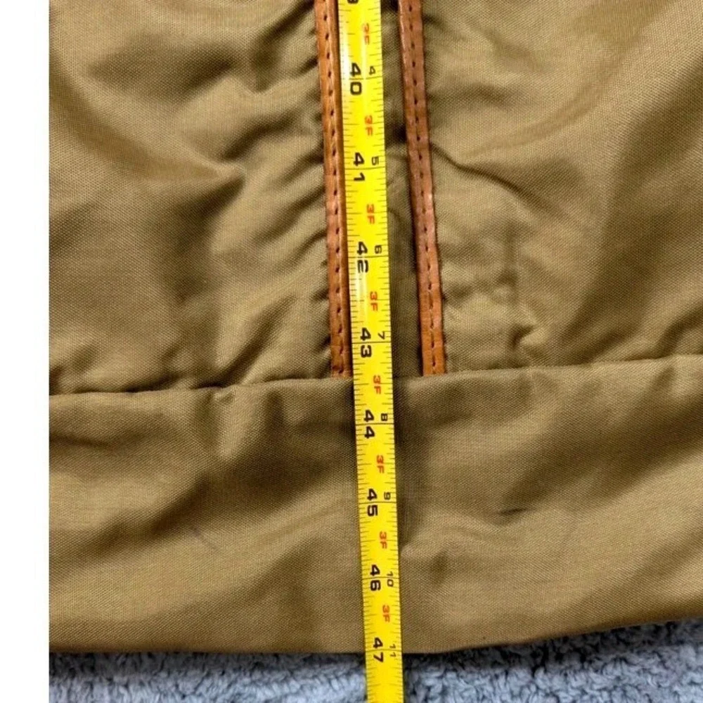 VTG. Hartmann Luggage~Tan Nylon/Belting Leather Trim Folding Garment Travel Bag